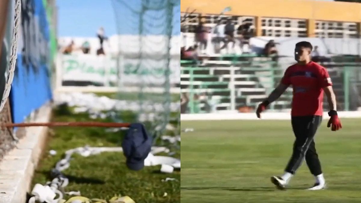 Un hincha acudió al ingenio para robarle la gorra al arquero visitante.