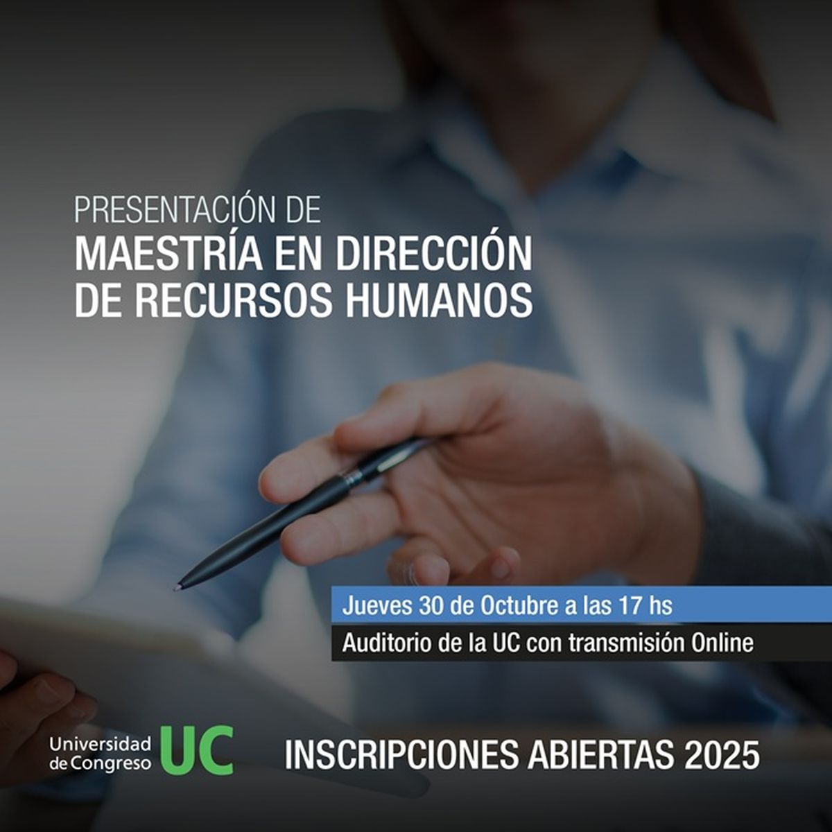Se realizará el acto de presentación oficial de la nueva Maestría en Dirección de Recursos Humanos el jueves 30. Se realizará el acto de presentación oficial de la nueva Maestría en Dirección de Recursos Humanos el jueves 30.