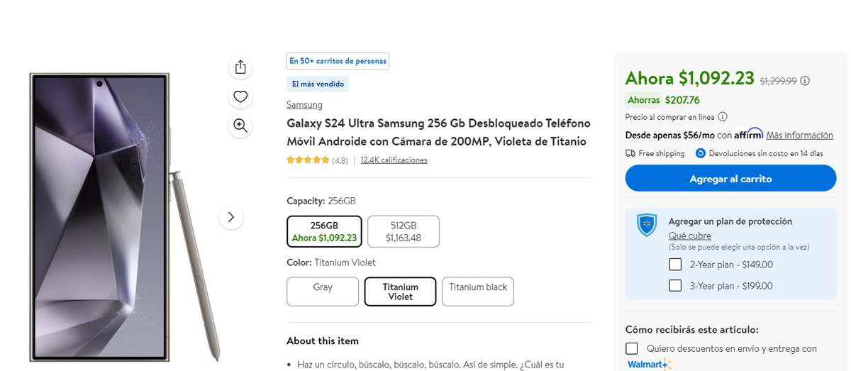 Walmart ofrece el Samsung Galaxy S24 Ultra con un descuento imperdible antes del Black Friday Walmart ofrece el Samsung Galaxy S24 Ultra con un descuento imperdible antes del Black Friday