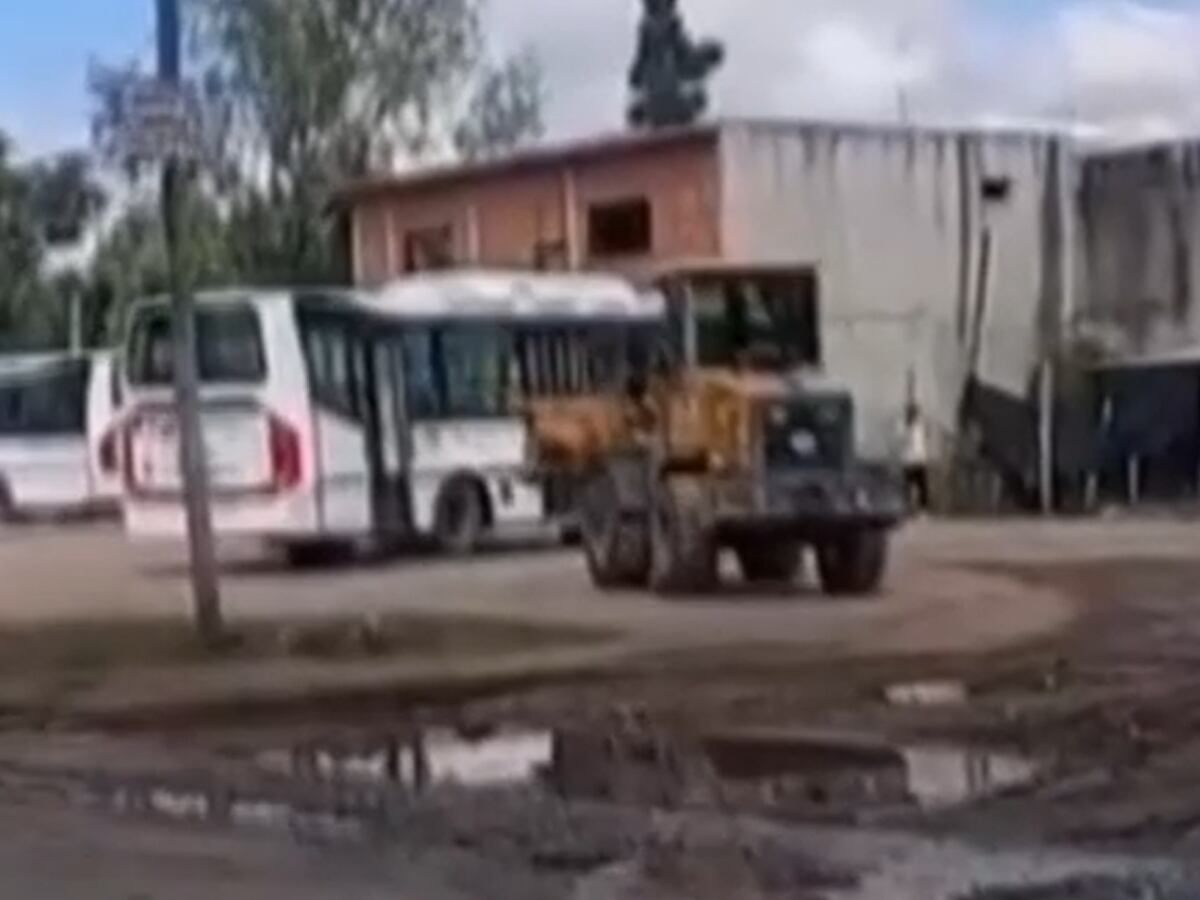 Un hombre enloqueció y destruyó tres colectivos con una pala mecánica Un hombre enloqueció y destruyó tres colectivos con una pala mecánica