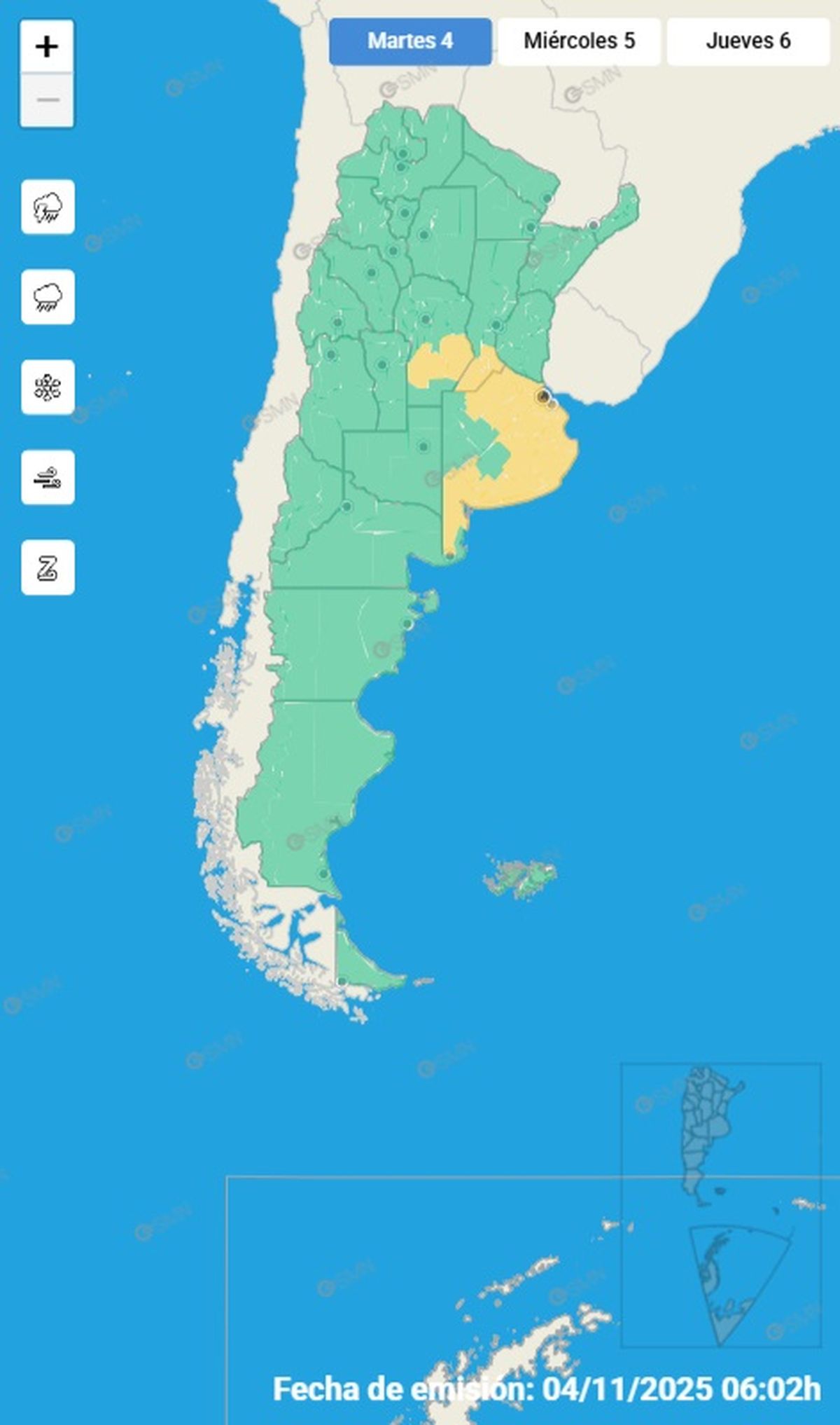 Estas son las provincias en alerta por fuertes tormentas. Estas son las provincias en alerta por fuertes tormentas.