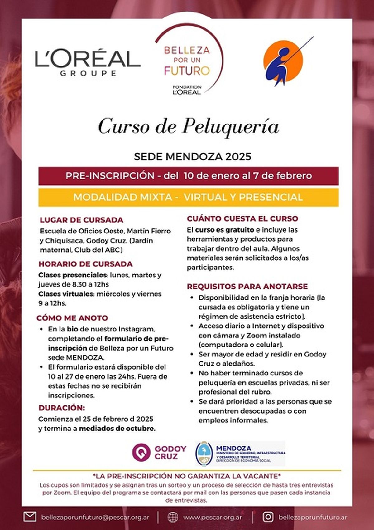 Se abren las inscripciones para una nueva edición del curso gratuito de peluquería en el marco del programa “Belleza por un Futuro”. Se abren las inscripciones para una nueva edición del curso gratuito de peluquería en el marco del programa “Belleza por un Futuro”.