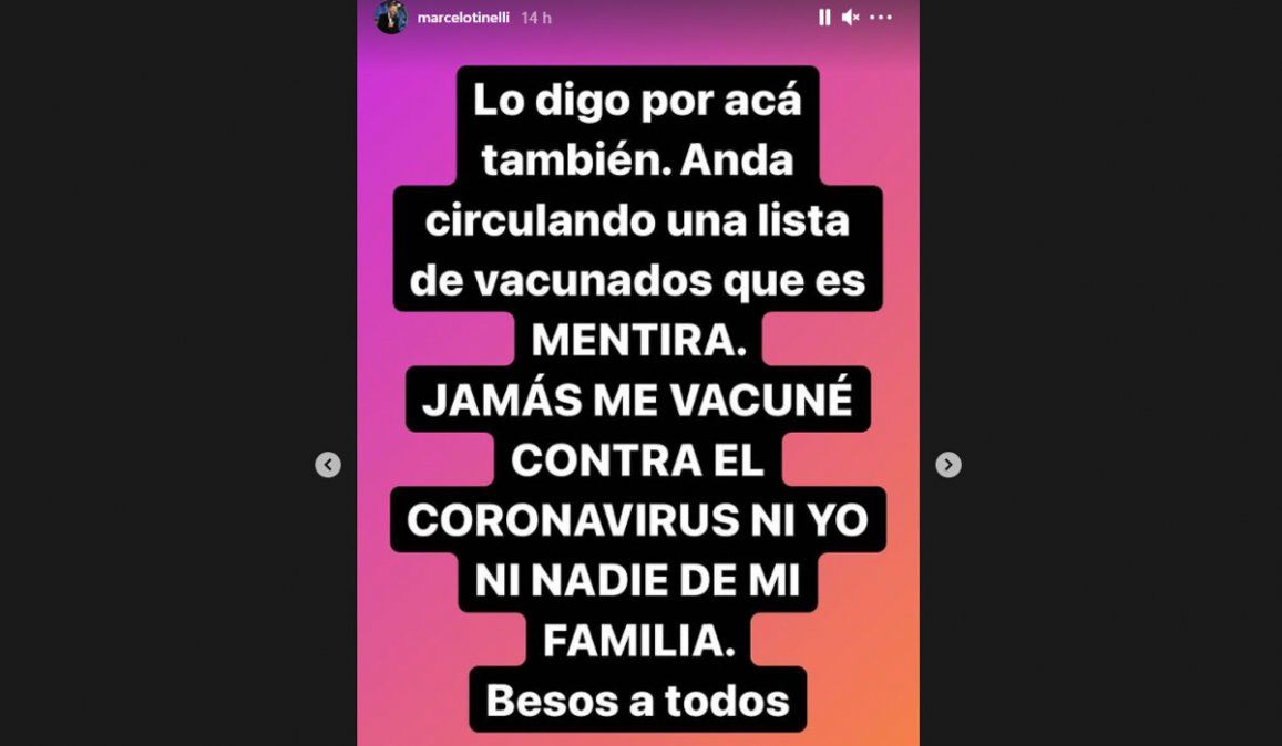 La lista de vacunados VIP que desmienten los famosos. La palabra de Marcelo Tinelli