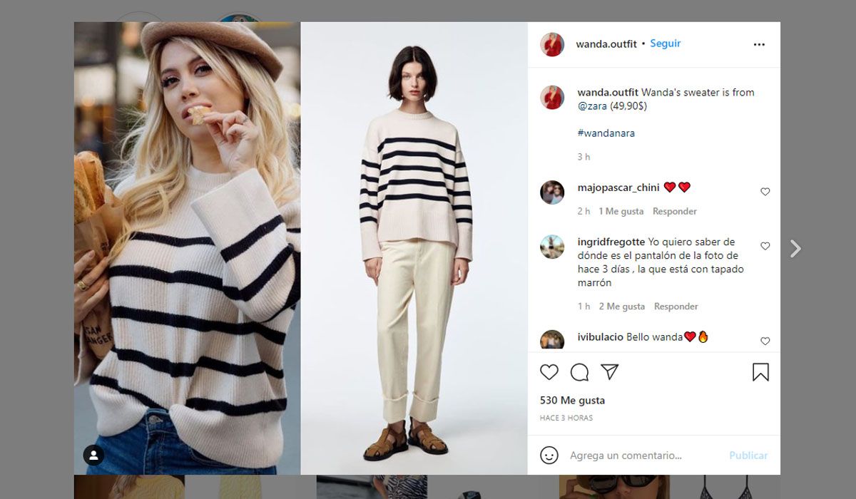 ¡Una ganga! El sweater de Wanda Nara que cuesta menos que uno en Argentina