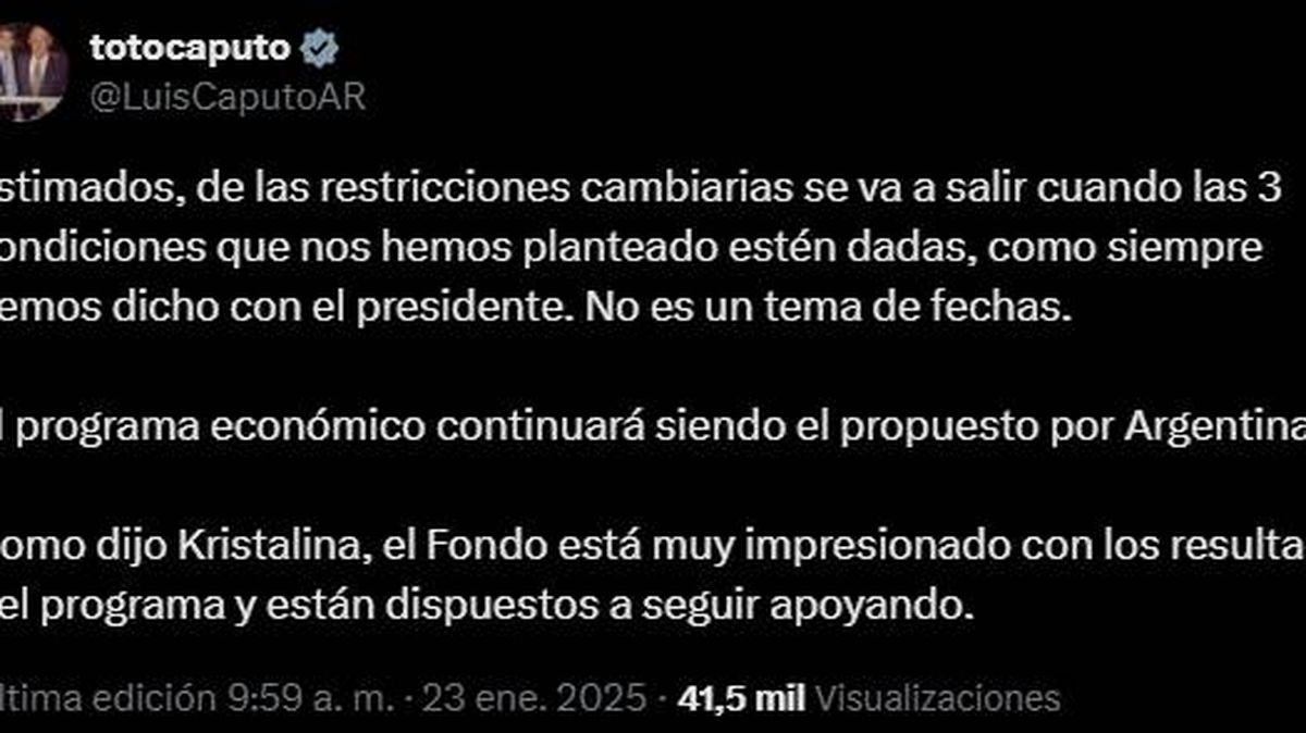 Luis Caputo bajó las expectativas del mercado sobre una fecha para la salida del cepo al dólar. Luis Caputo bajó las expectativas del mercado sobre una fecha para la salida del cepo al dólar.
