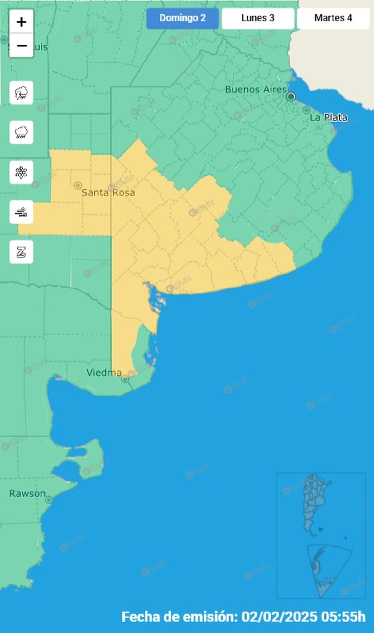 La alerta amarilla se encuentra en ciertas áreas de Buenos Aires La alerta amarilla se encuentra en ciertas áreas de Buenos Aires