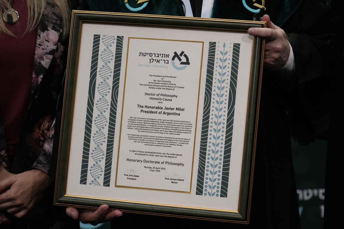 Milei fue distinguido con la Medalla de Honor en Israel y disertará ante los líderes de Yeshiva Hebron