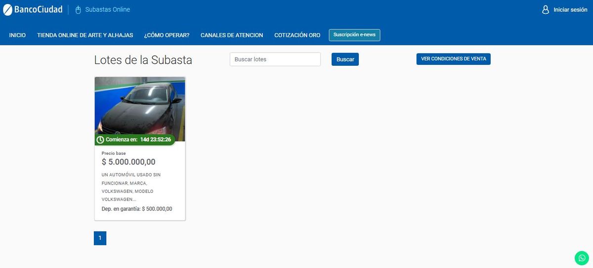 Las subastas online del Banco Ciudad son procesos de venta de bienes a trav&eacute;s de una plataforma digital donde los interesados pujan por internet para convertirse en el mejor postor y adquirir el art&iacute;culo.