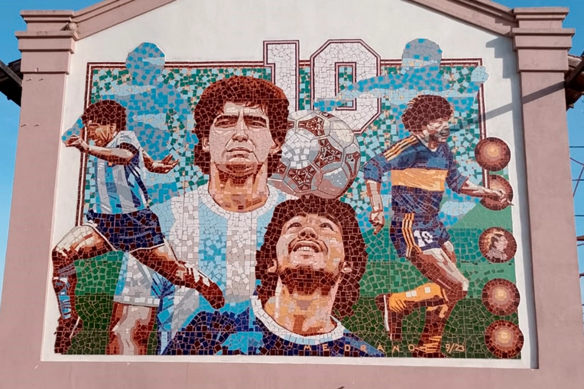 El mosaico de Maradona en Entre Ríos. / Gentileza