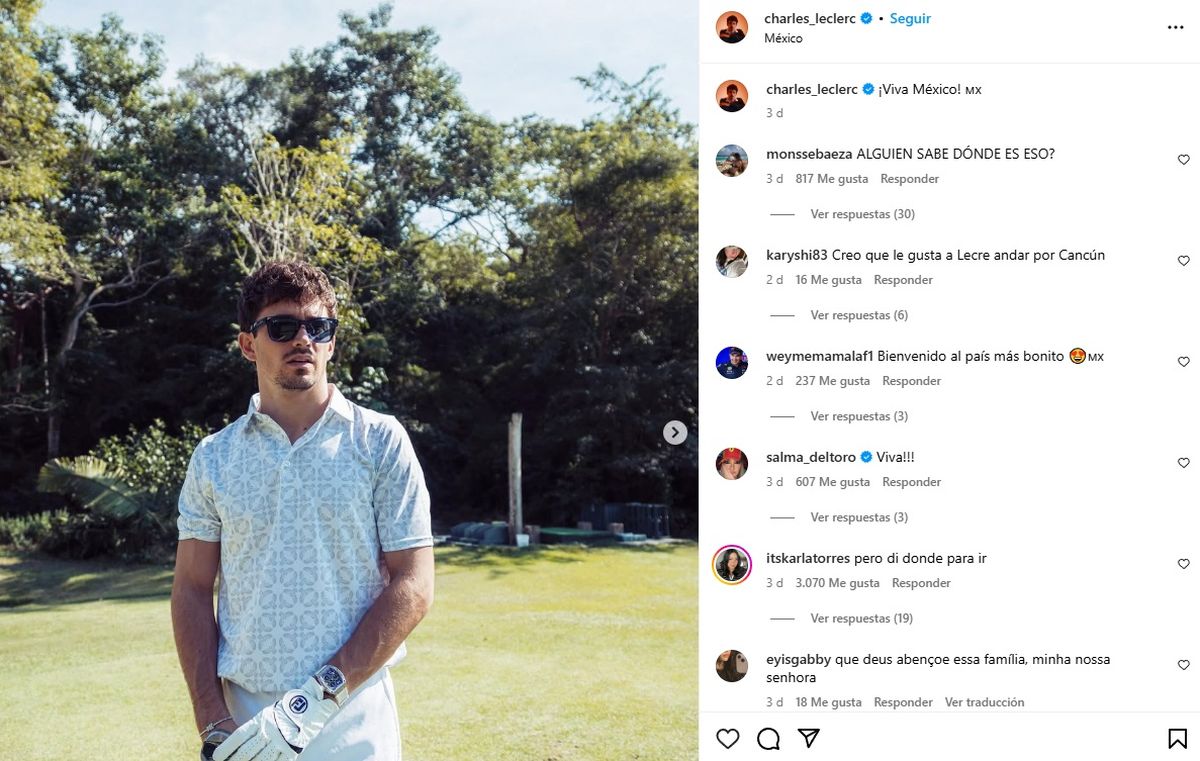 Leclerc eligió México como destino de sus vacaciones. Leclerc eligió México como destino de sus vacaciones.