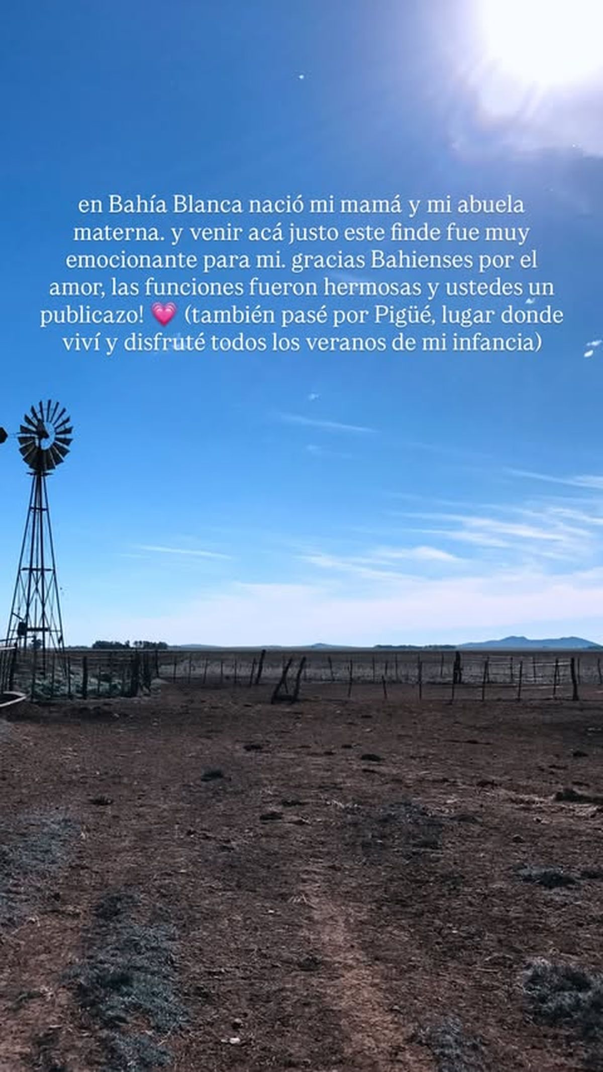 El emocionante posteo de Gimena Accardi desde Bahía Blanca. El emocionante posteo de Gimena Accardi desde Bahía Blanca.