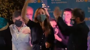 Eufórico festejo del kircherismo con Tolosa Paz, Máximo y Kicillof