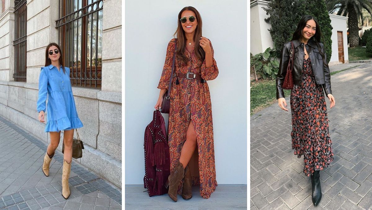 Vestido y botas. Vestido y botas.