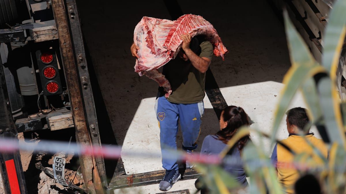 Hicieron una fosa donde enterraron los 7.000 kilos de carne por no estar apta para consumo humano tras el accidente del camión en Guaymallén.
