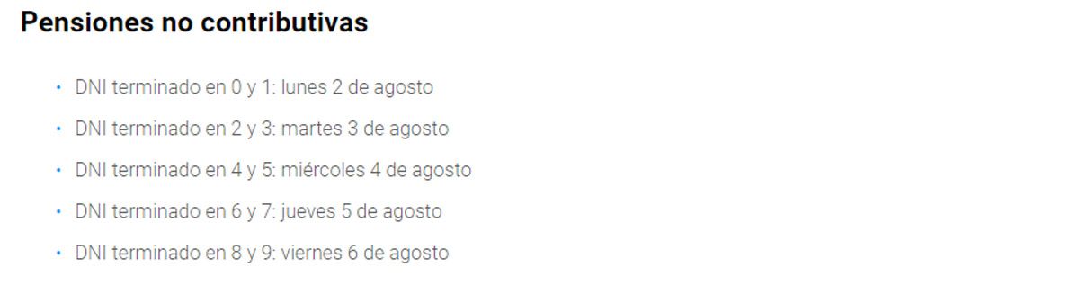 Calendario de pago de agosto de ANSES: Pensiones no contributivas (PNC)