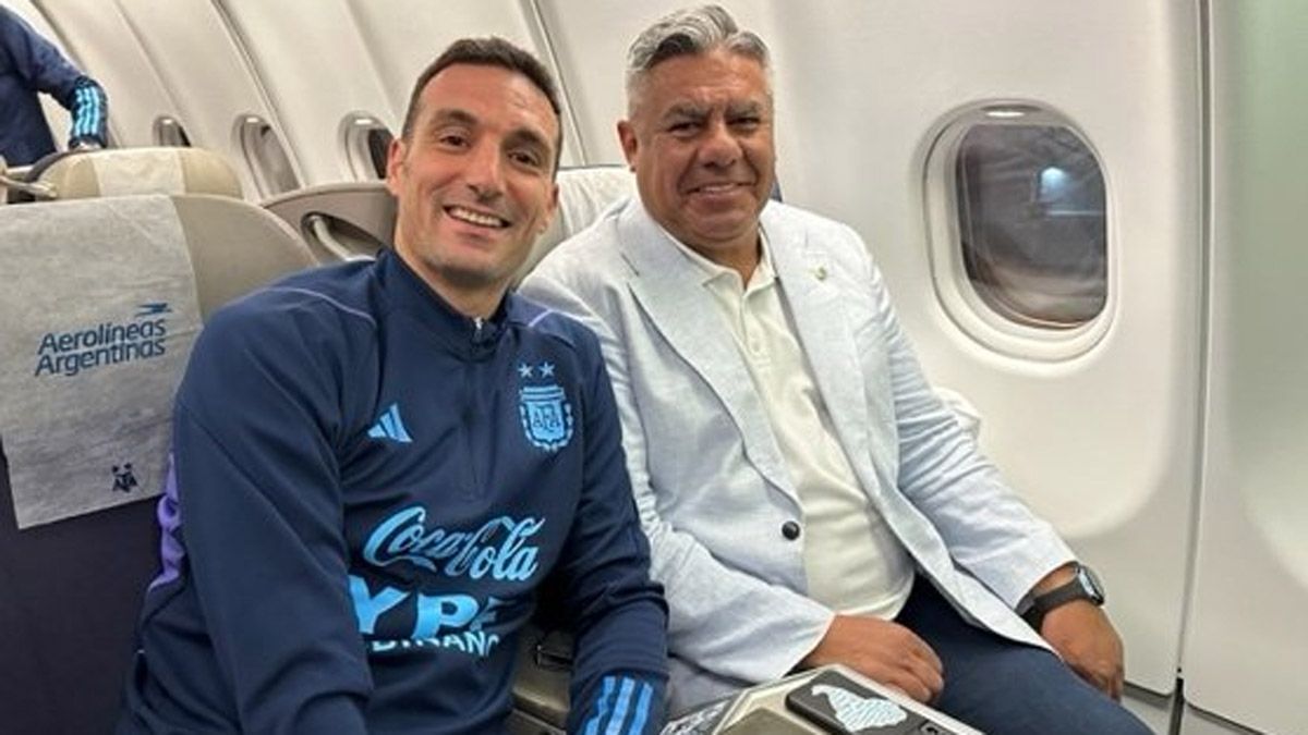 Lionel Scaloni y Claudio Tapia, rumbo al Mundial Qatar 2022.