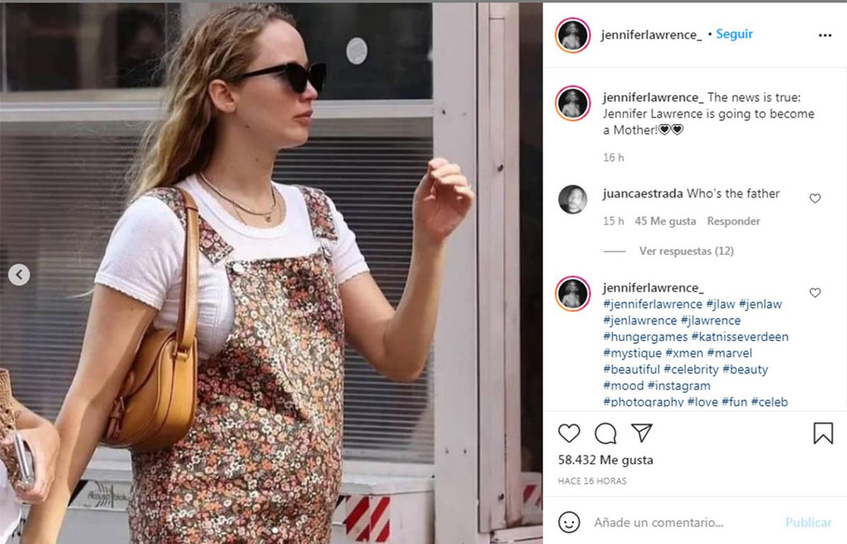 Jennifer Lawrence está embarazada y espera su primer bebé