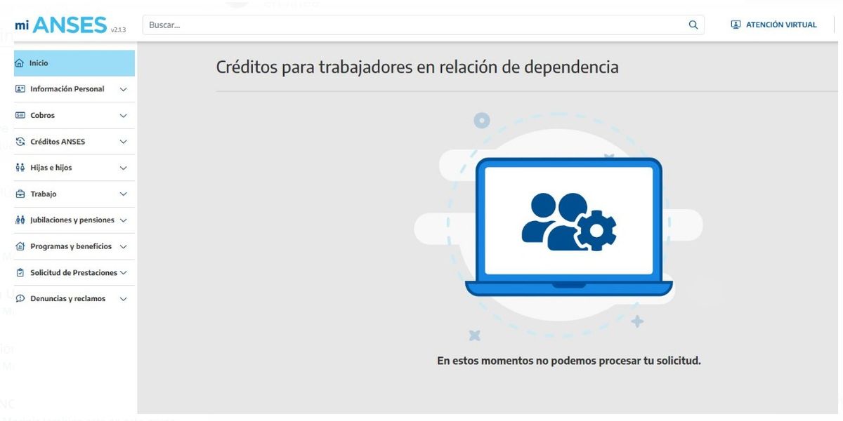 Este es el mensaje que les apareció a numerosos usuarios que intentaron pedir el crédito en los últimos días. Este es el mensaje que les apareció a numerosos usuarios que intentaron pedir el crédito en los últimos días.