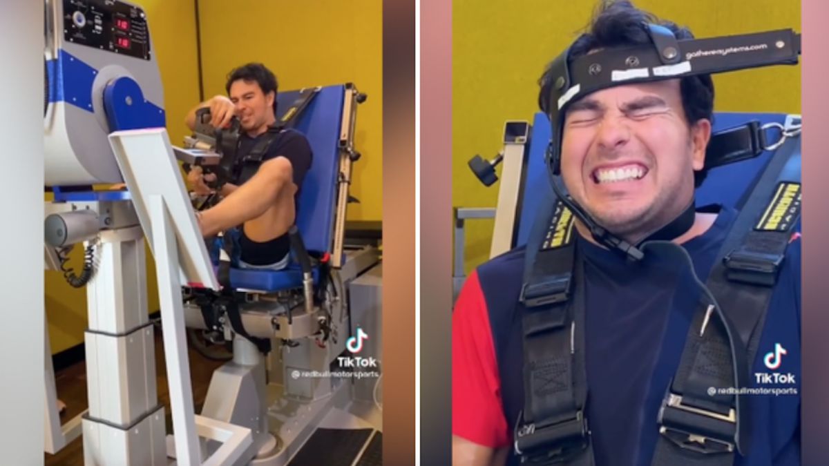 Checo Pérez se somete a intensos entrenamientos para fortalecer su cuello, clave en la Fórmula 1 para resistir la presión que genera la velocidad y las frenadas extremas. Checo Pérez se somete a intensos entrenamientos para fortalecer su cuello, clave en la Fórmula 1 para resistir la presión que genera la velocidad y las frenadas extremas.