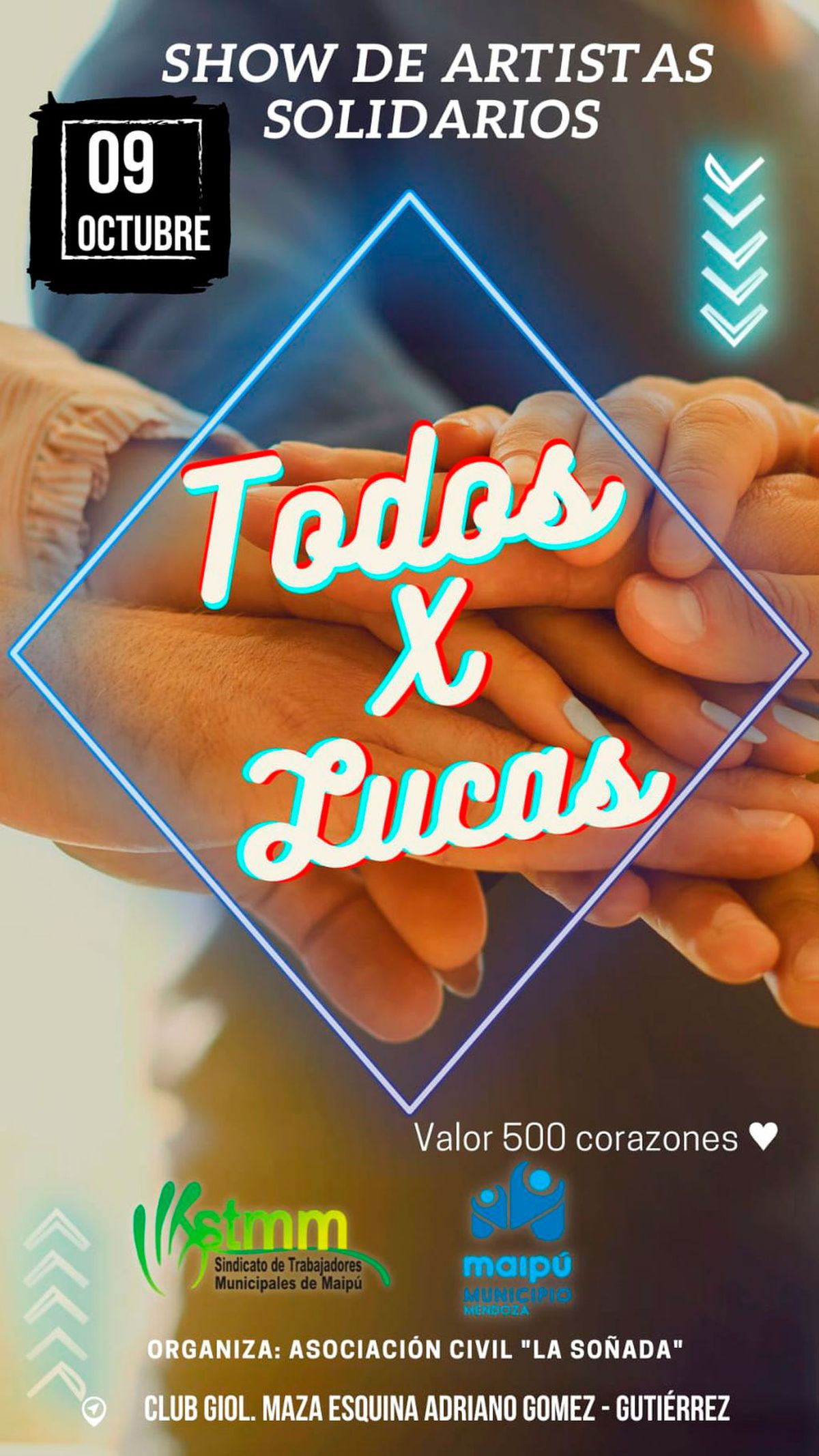 El evento solidario "Todos x Lucas" se llevará a cabo el próximo domingo 9 de octubre en el Club Giol, de Maipú.