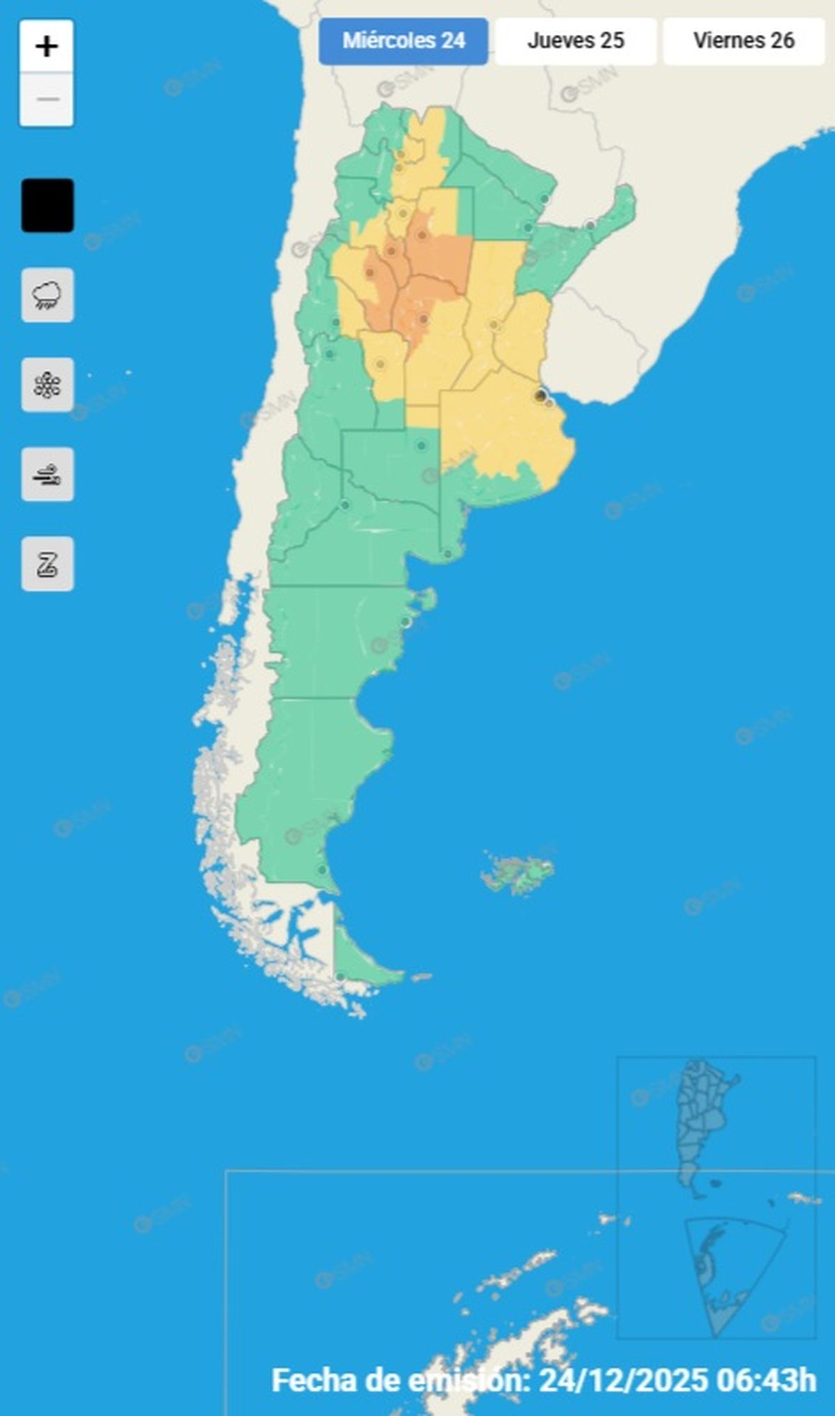 Estas son las provincias afectadas.