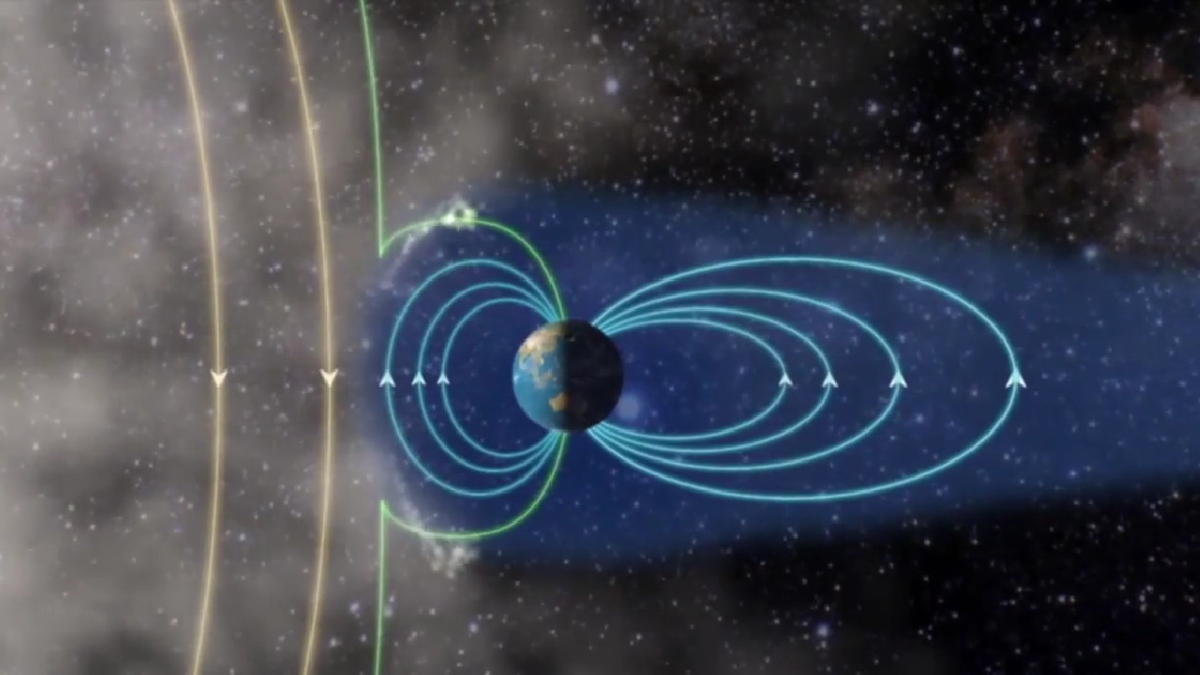 El campo magnético de la Tierra desvía las partículas solares hacia los polos.