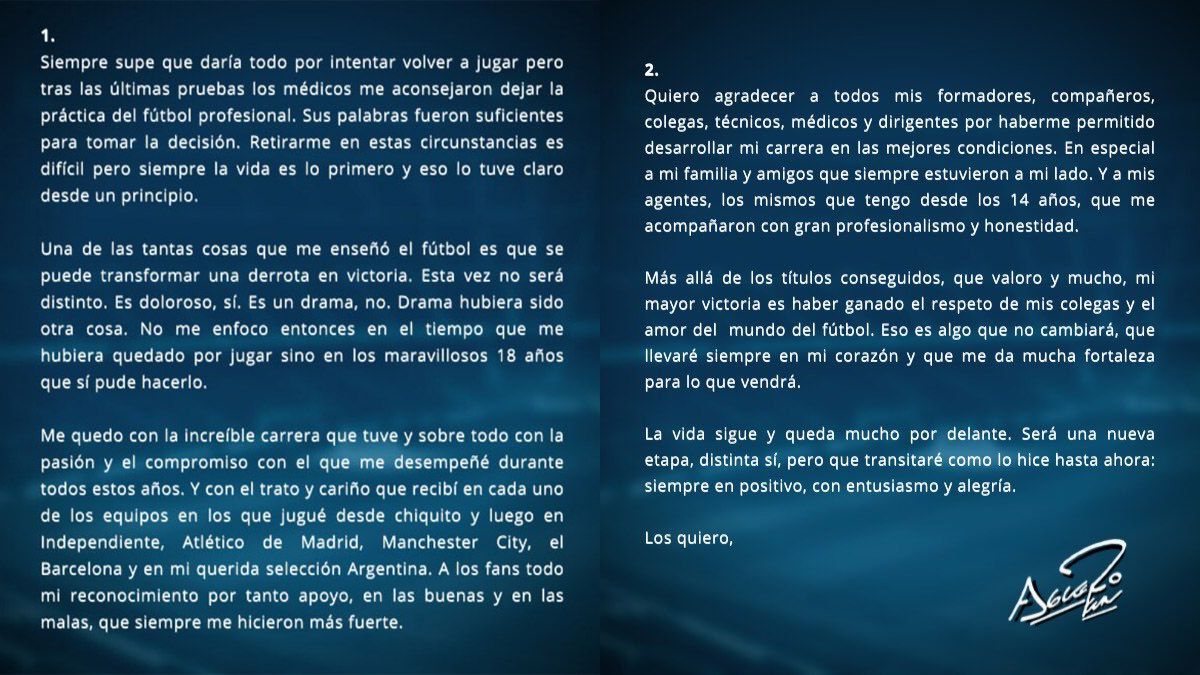 El Kun Agüero le habló al mundo con un nudo en la garganta