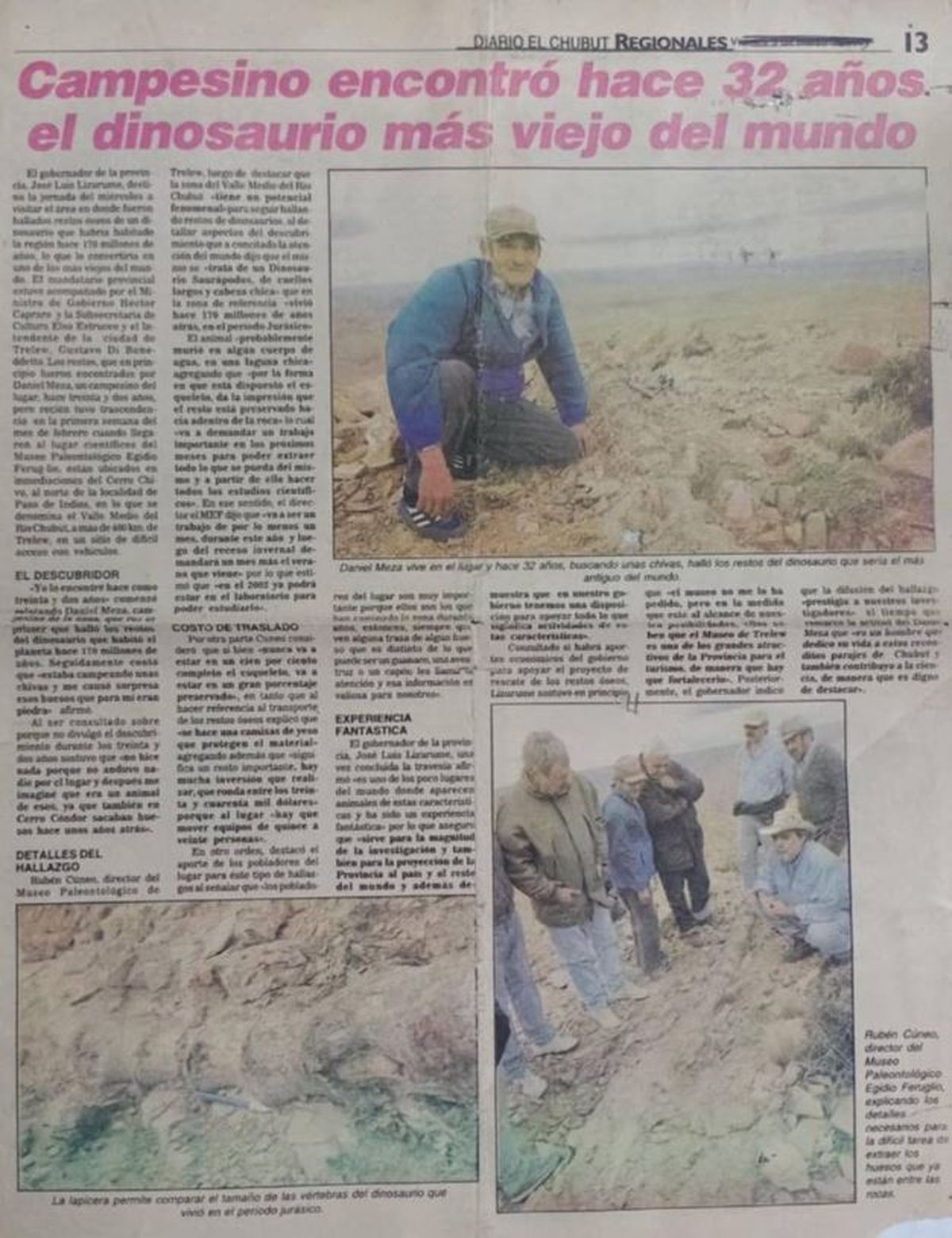 Edici&oacute;n papel del d&iacute;a en que comenz&oacute; la historia de este descubrimiento absoluto para la ciencia argentina. Foto: gentileza