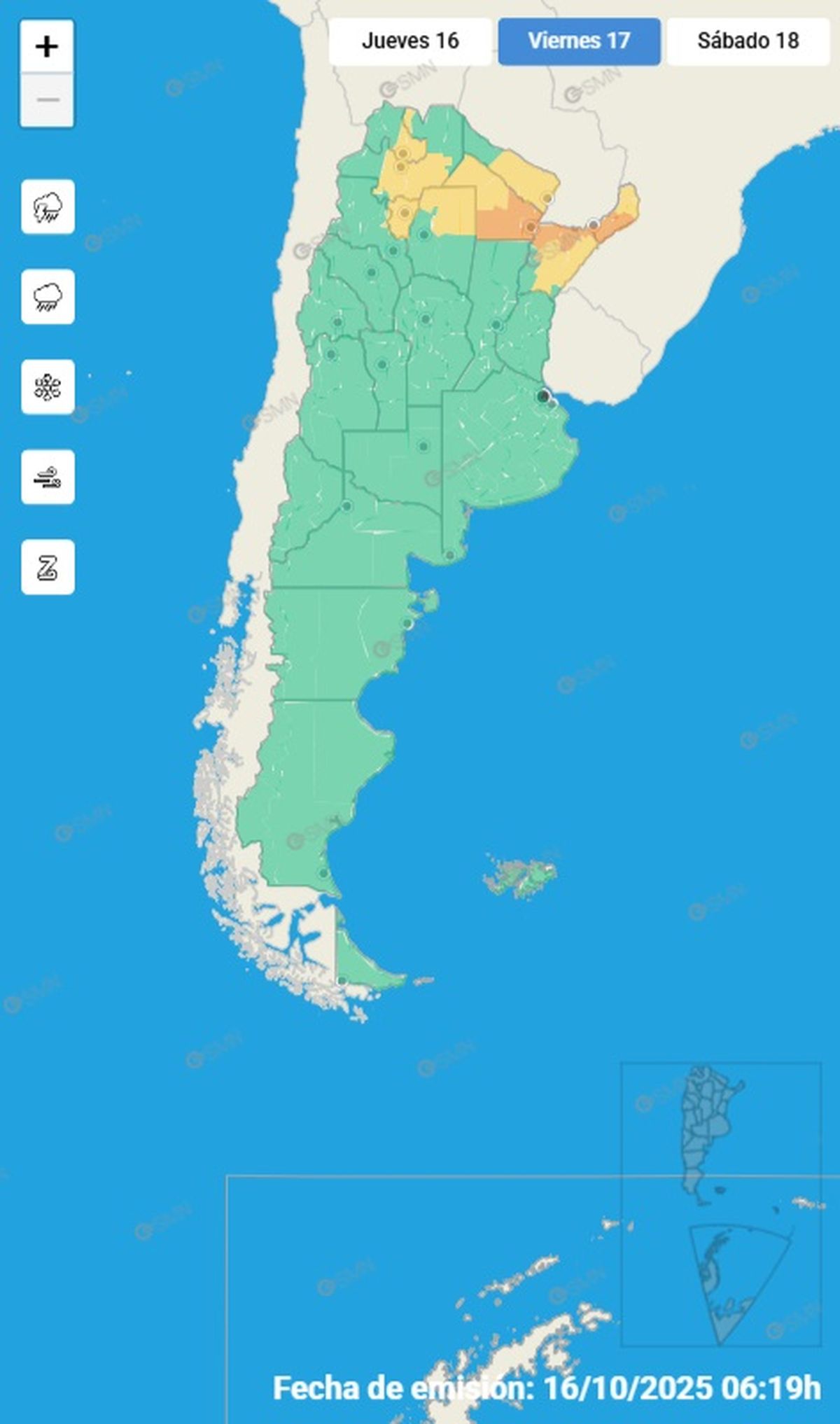 Estas son las provincias que se encuentran en alerta naranja por fuertes tormentas. Estas son las provincias que se encuentran en alerta naranja por fuertes tormentas.
