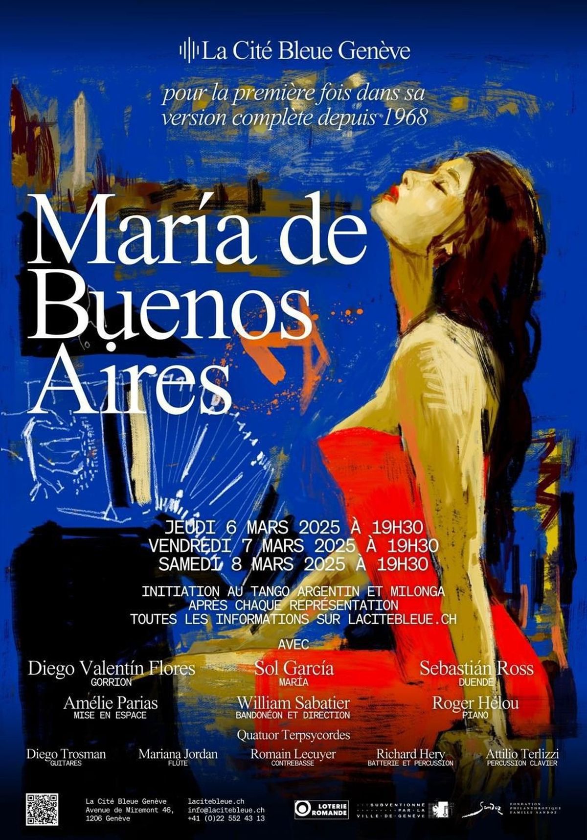 Diego Flores y Mariana Jordán actuarán en Suiza en marzo, como indica el afiche promocional. Diego Flores y Mariana Jordán actuarán en Suiza en marzo, como indica el afiche promocional.