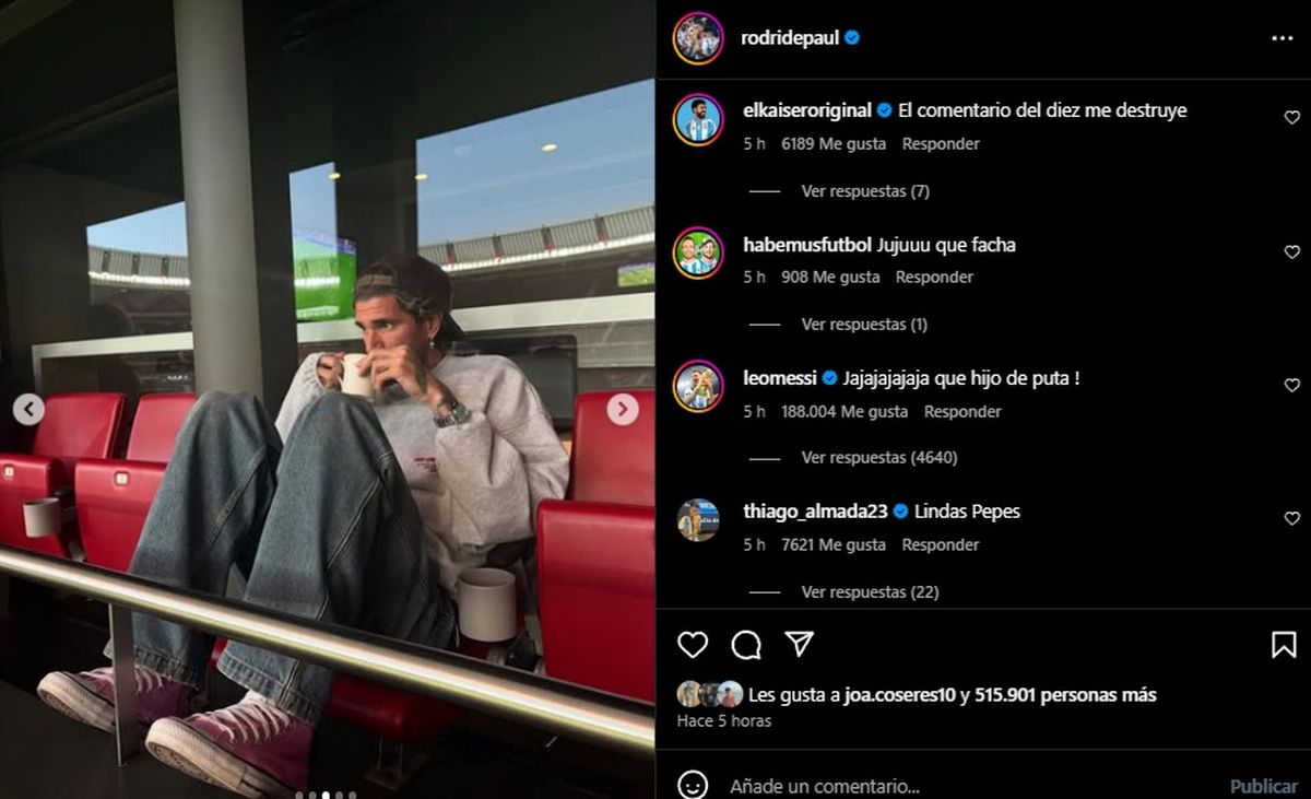 La respuesta de Messi al posteo de De Paul. La respuesta de Messi al posteo de De Paul.