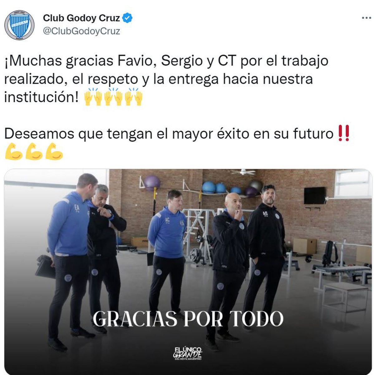 El comunicado de Godoy Cruz oficial sobre la salida de los entrenadores