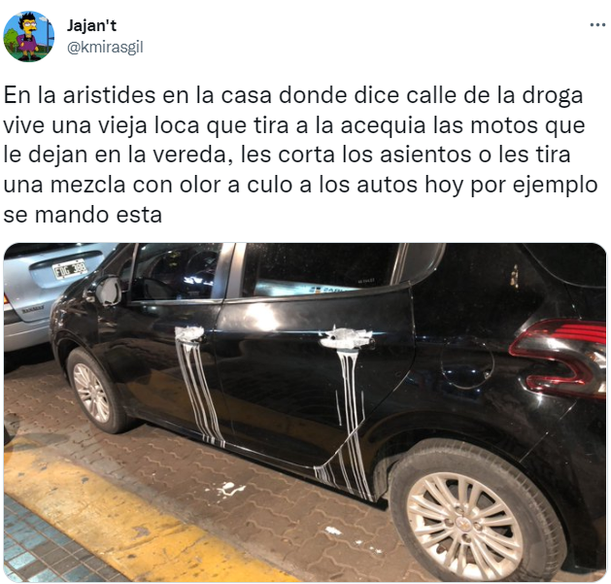 Una señora ataca autos en la Arístides de Mendoza y se volvió viral en Twitter