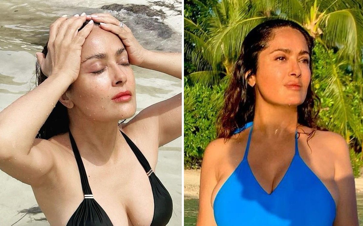 Salma Hayek bailando en micro-bikini a los 56.