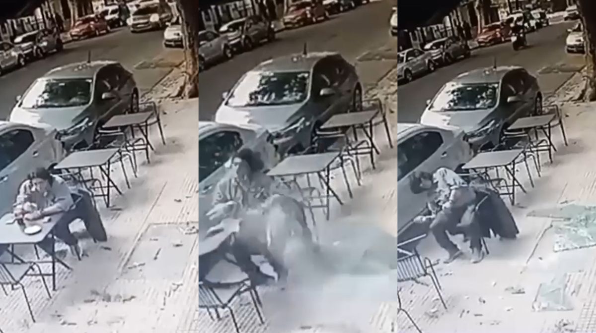 Tremendo accidente. Un hombre tomaba una gaseosa en un caf&eacute; y se le cay&oacute; una placa de vidrio en la cabeza.&nbsp;