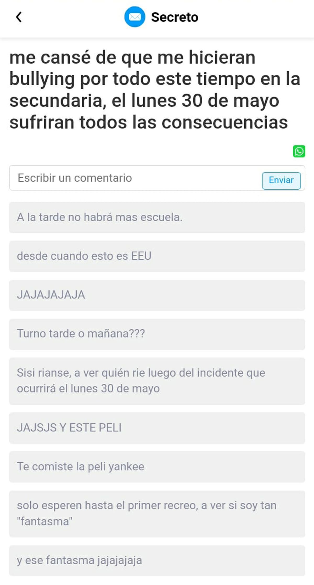Los mensajes causaron alarma en las autoridades de Seguridad, y ordenaron un operativo para evitar una tragedia.