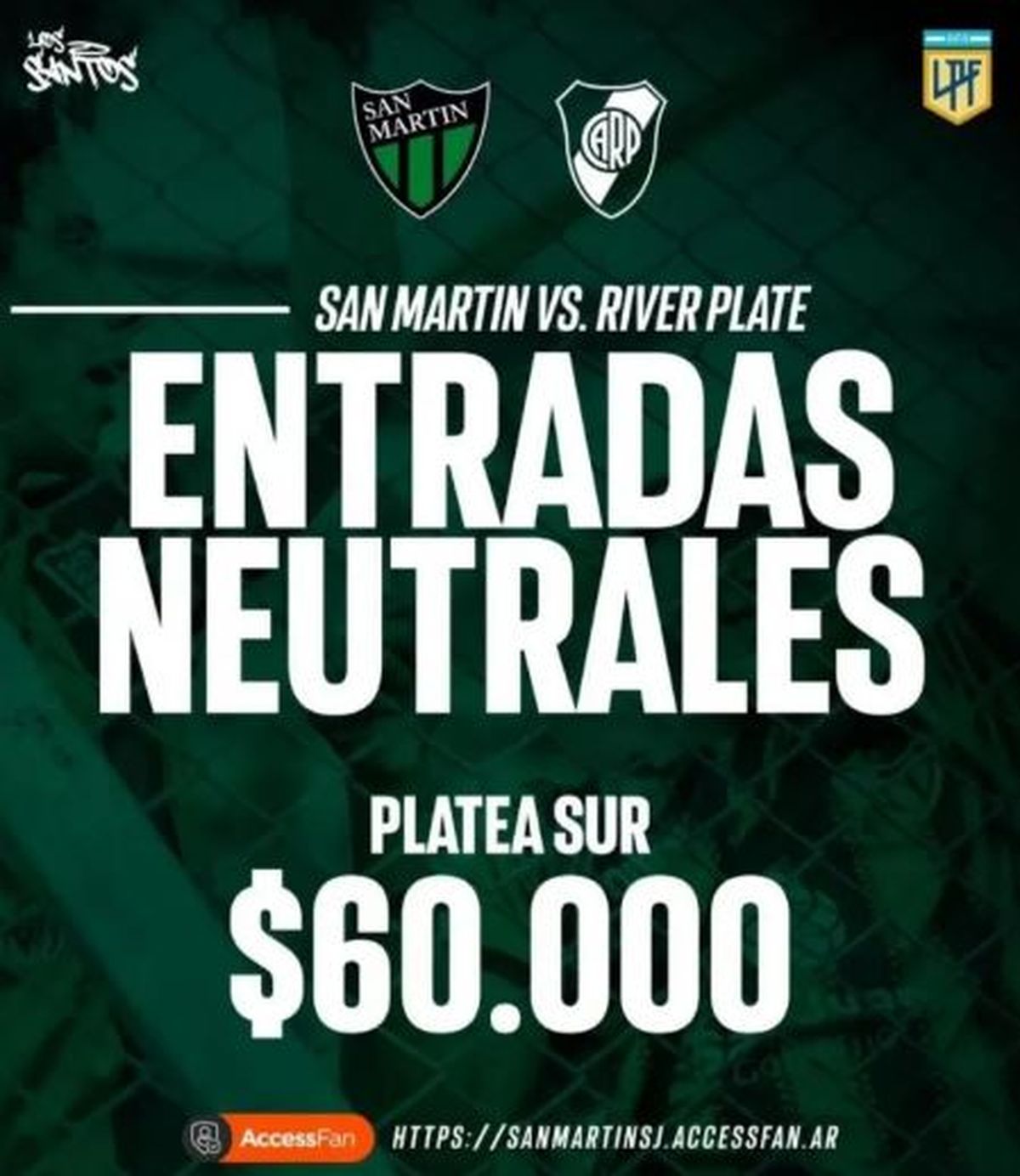 Las entradas para ver San Martín SJ vs River se venderán por la web. Las entradas para ver San Martín SJ vs River se venderán por la web.