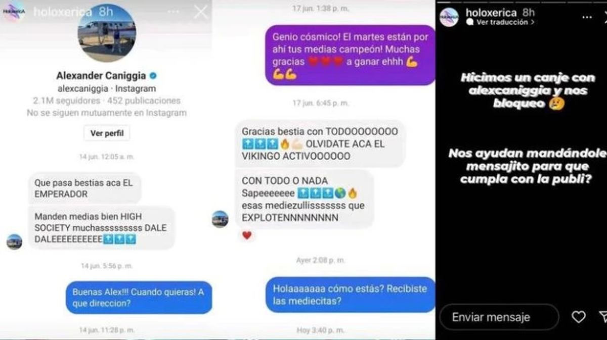 Escracharon a Alex Caniggia en las redes.