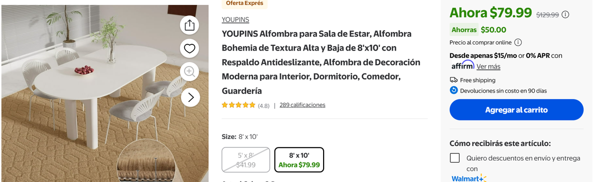 Walmart puso de oferta esta elegante alfombra. Walmart puso de oferta esta elegante alfombra.