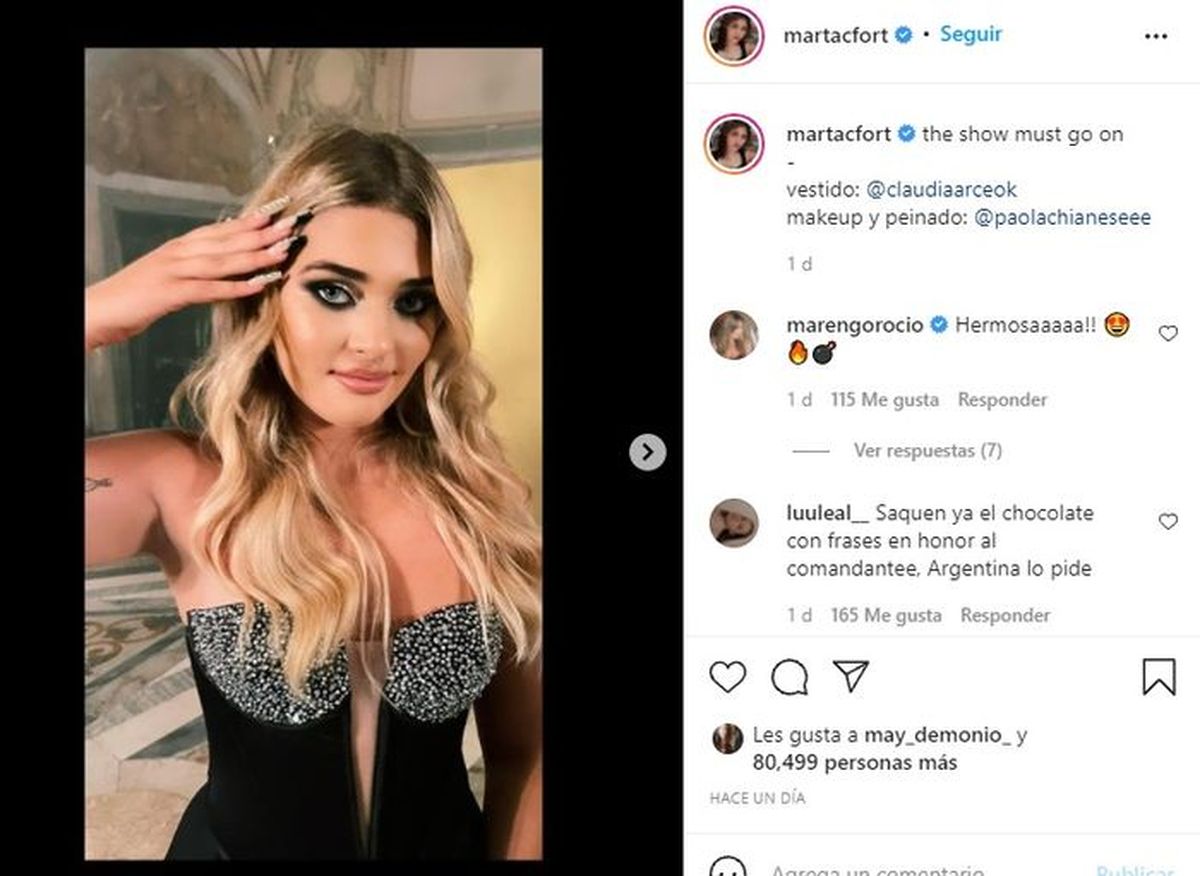 ¡Impactante! El tremendo look de Martita Fort que reventó la noche porteña