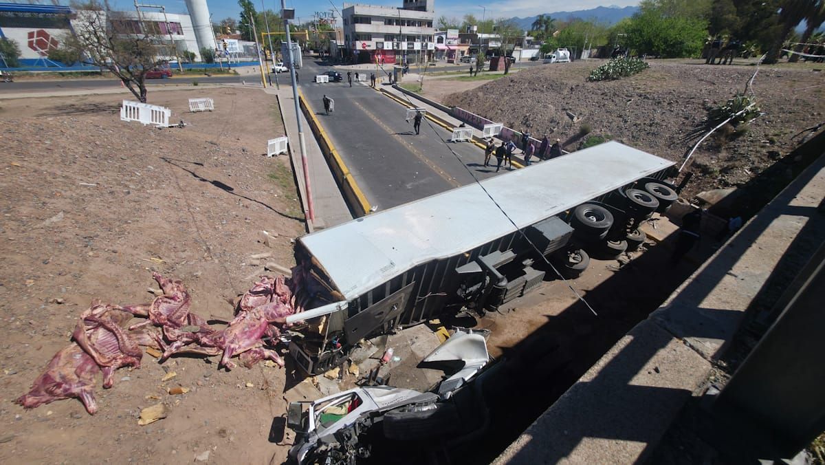 Así quedó desparramada la carne en la calle luego del accidente del camión. Así quedó desparramada la carne en la calle luego del accidente del camión.