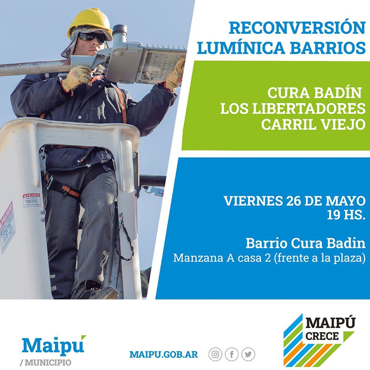 La Municipalidad de Maipú continúa con la reconversión lumínica led.