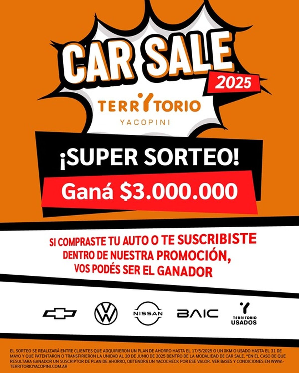 Car Sale en Territorio Yacopini continúa todo mayo. Car Sale en Territorio Yacopini continúa todo mayo.