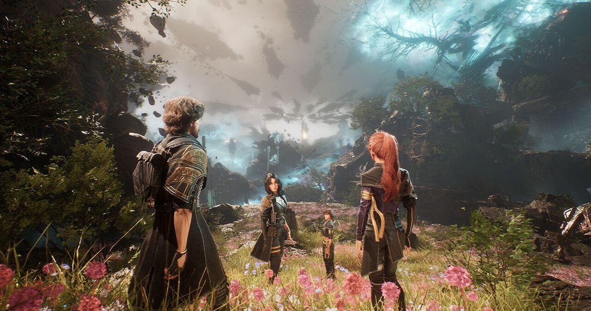 Varios personajes se encuentran adentrándose a un mundo visualmente impactante, lleno de paisajes surrealistas y naturaleza exuberante. Varios personajes se encuentran adentrándose a un mundo visualmente impactante, lleno de paisajes surrealistas y naturaleza exuberante.