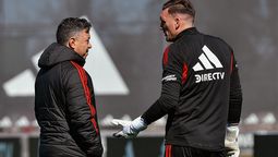 Gallardo y Armani en River Camp. Gallardo y Armani en River Camp.