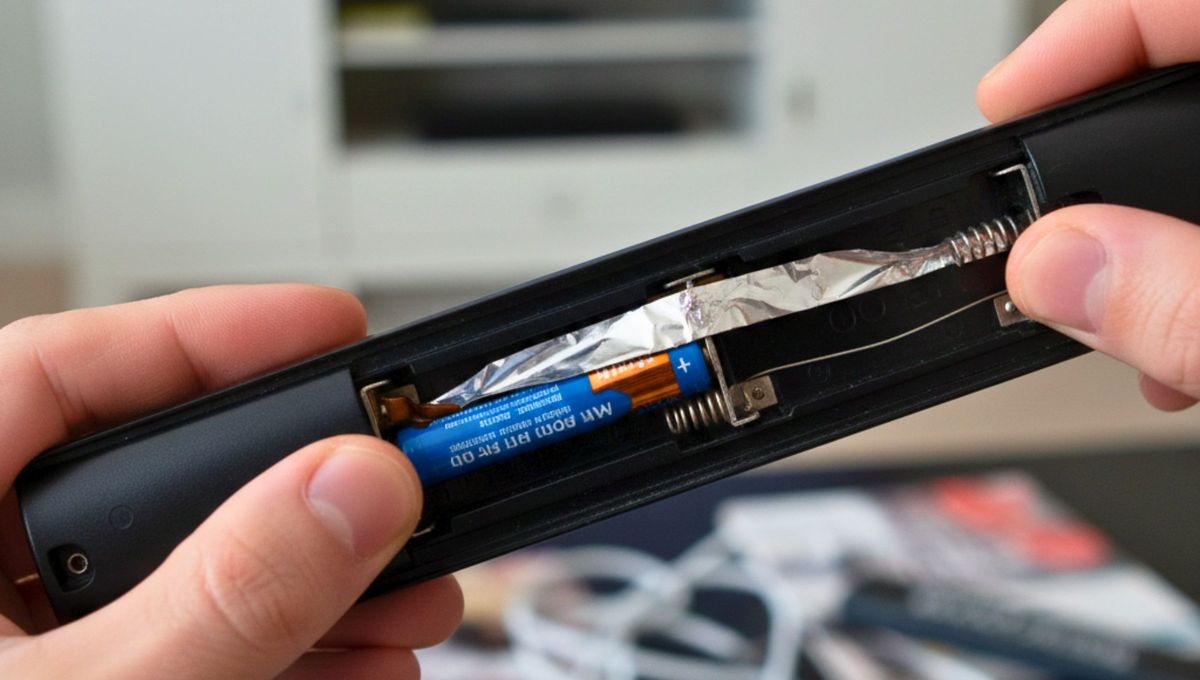 Usando papel aluminio podrás hacer que las pilas entren en contacto y alargar su periodo útil por un tiempo. Usando papel aluminio podrás hacer que las pilas entren en contacto y alargar su periodo útil por un tiempo.