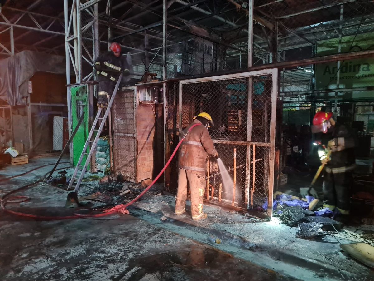 Incendio en el Mercado Cooperativo de Guaymallén bomberos trabajaron toda la noche
