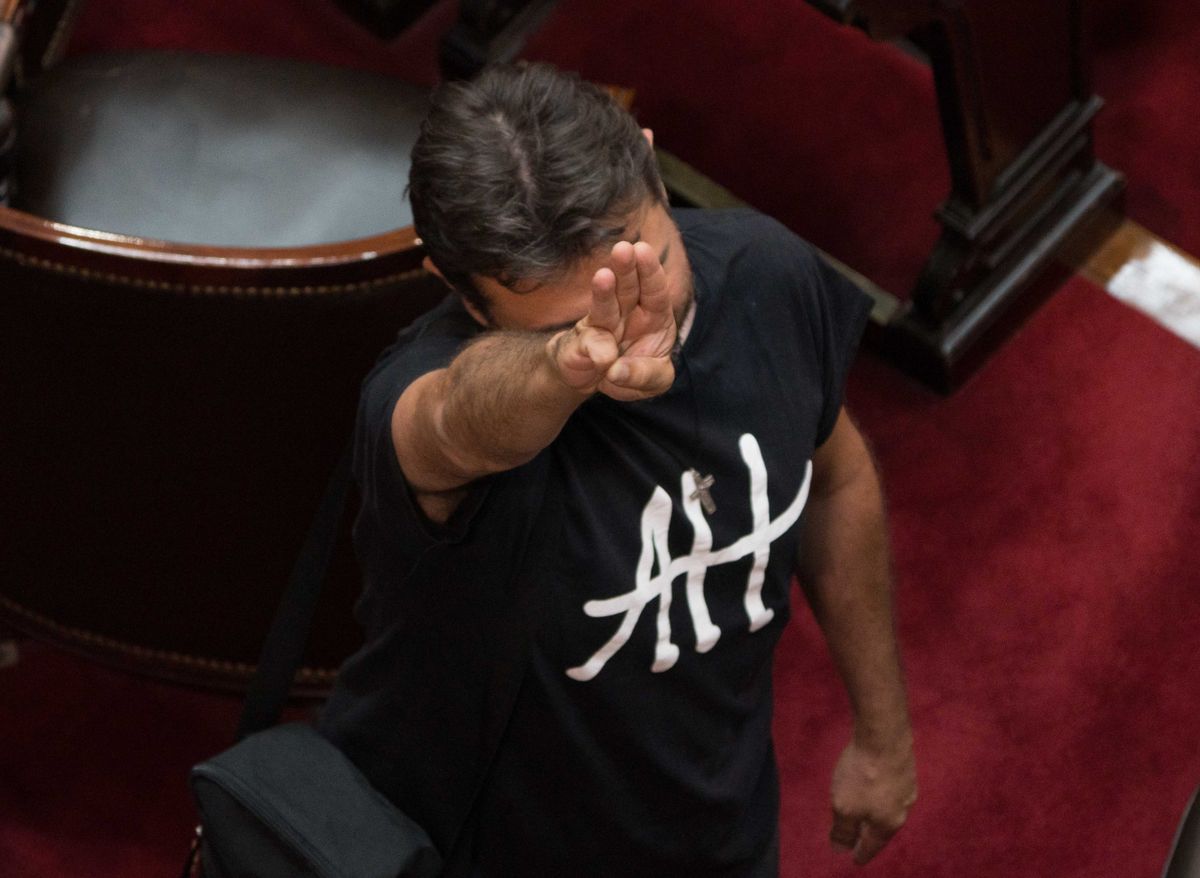 El diputado Juan Grabois en una de sus tantas interrupciones al presidente Javier Milei.