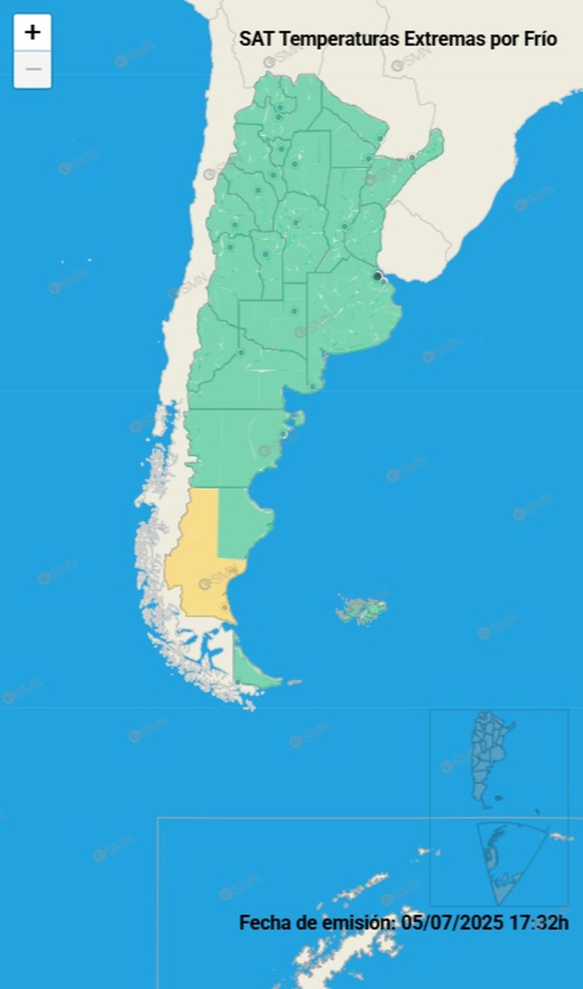 Esta es la única provincia en alerta por temperaturas bajas Esta es la única provincia en alerta por temperaturas bajas