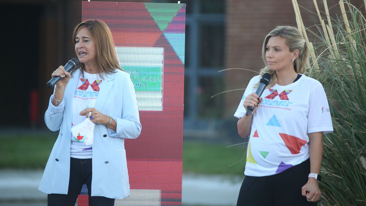 La directora de Aldeas Infantiles, Alejandra Perinetti y la directora de la Fundación Grupo América, Barbarita Vila